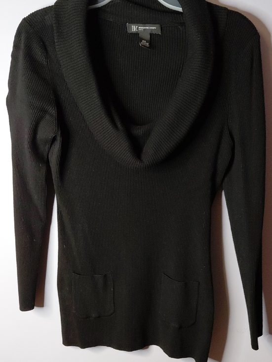 INC International Concepts Sweaters - INC International Concepts Black Ribbed Cowlneck Sweater